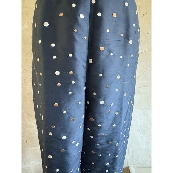 Talbots Silk Blend Ankle Pants - 12, Navy Swiss Dot Lined Holiday Hostess Party - Picture 5 of 10